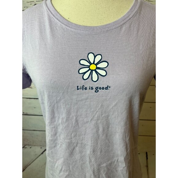 Life is Good Tee Shirt Small Purple Daisy Flower Graphic T-Shirt Vintage Spring - Picture 2 of 9